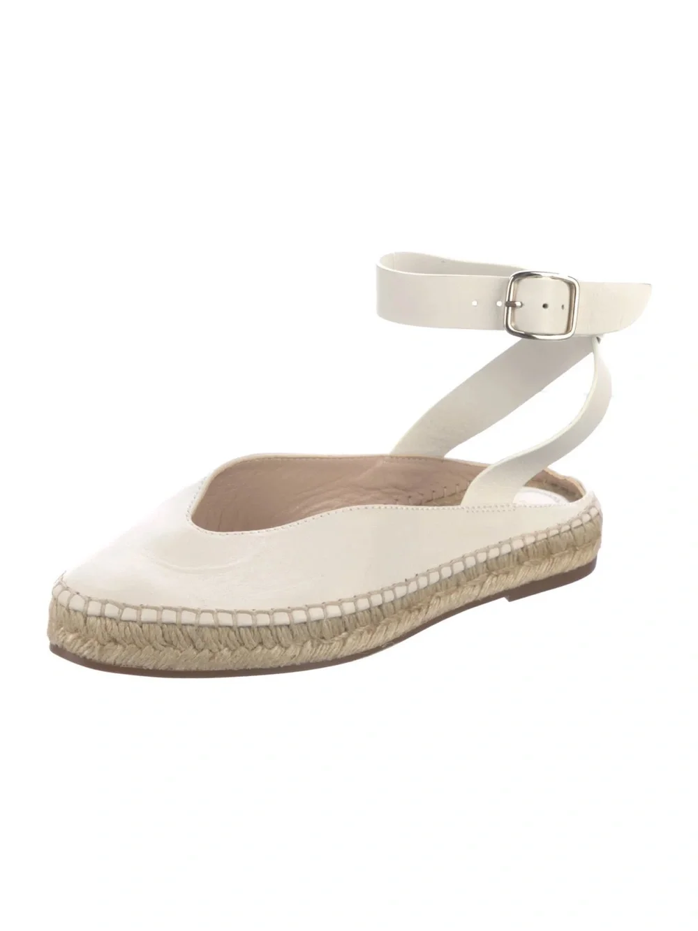 Stuart Weitzman Sz 10 W Toga white Leather Ankle Wrap Espadrille